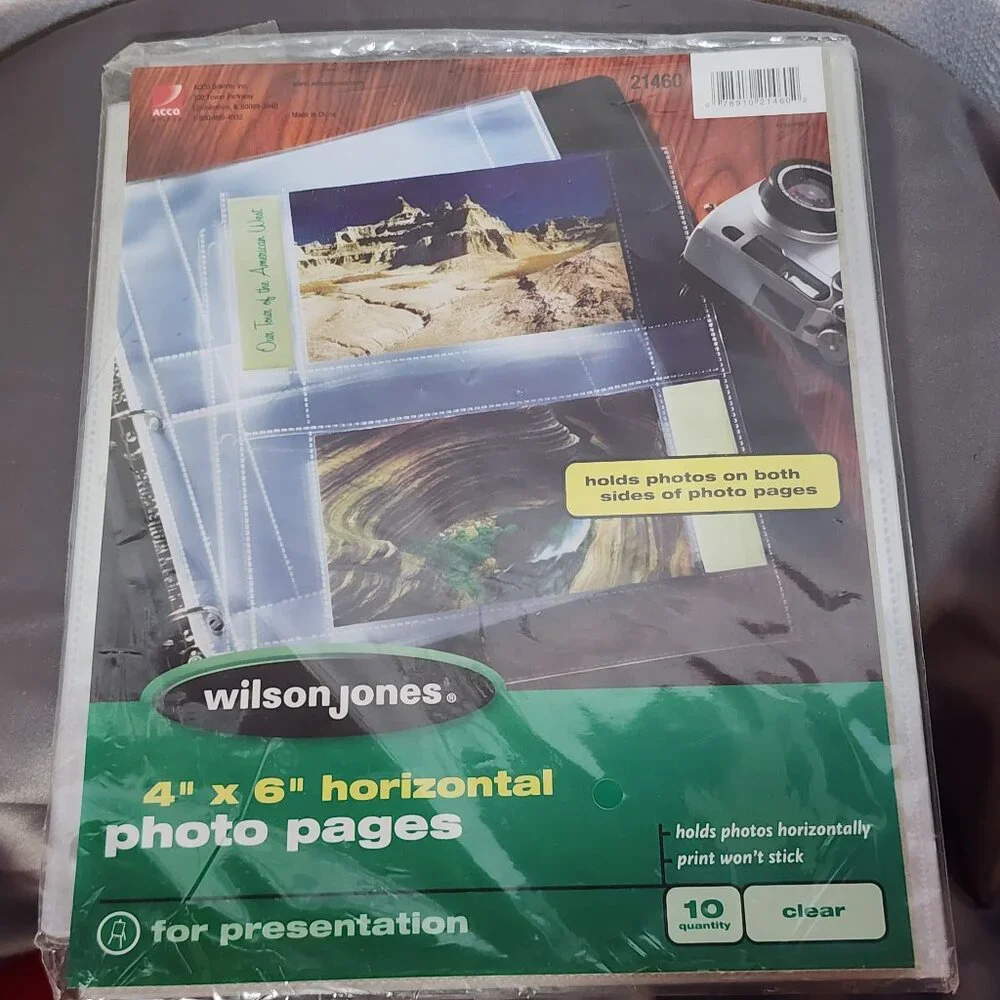 Wilson Jones 10pk Clear Two Sided 4x6 Horizontal Photo Pages for Presentation